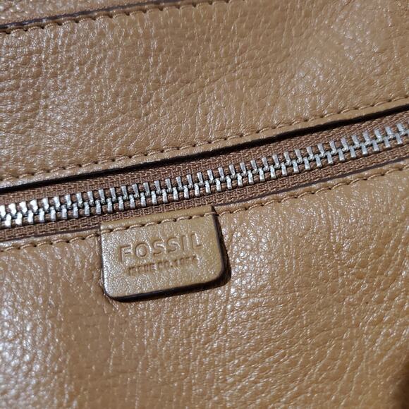 Fossil Riley Pebbled Leather Backpack Purse Medium Camel Tan Double Strap Bag - Picture 6 of 16